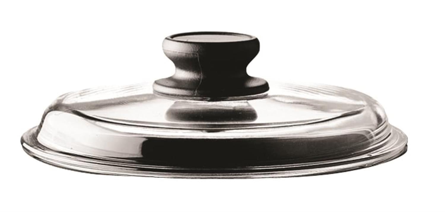 Borosilicate glass lid with Bakelite knob by Risolì, diam. 20cm