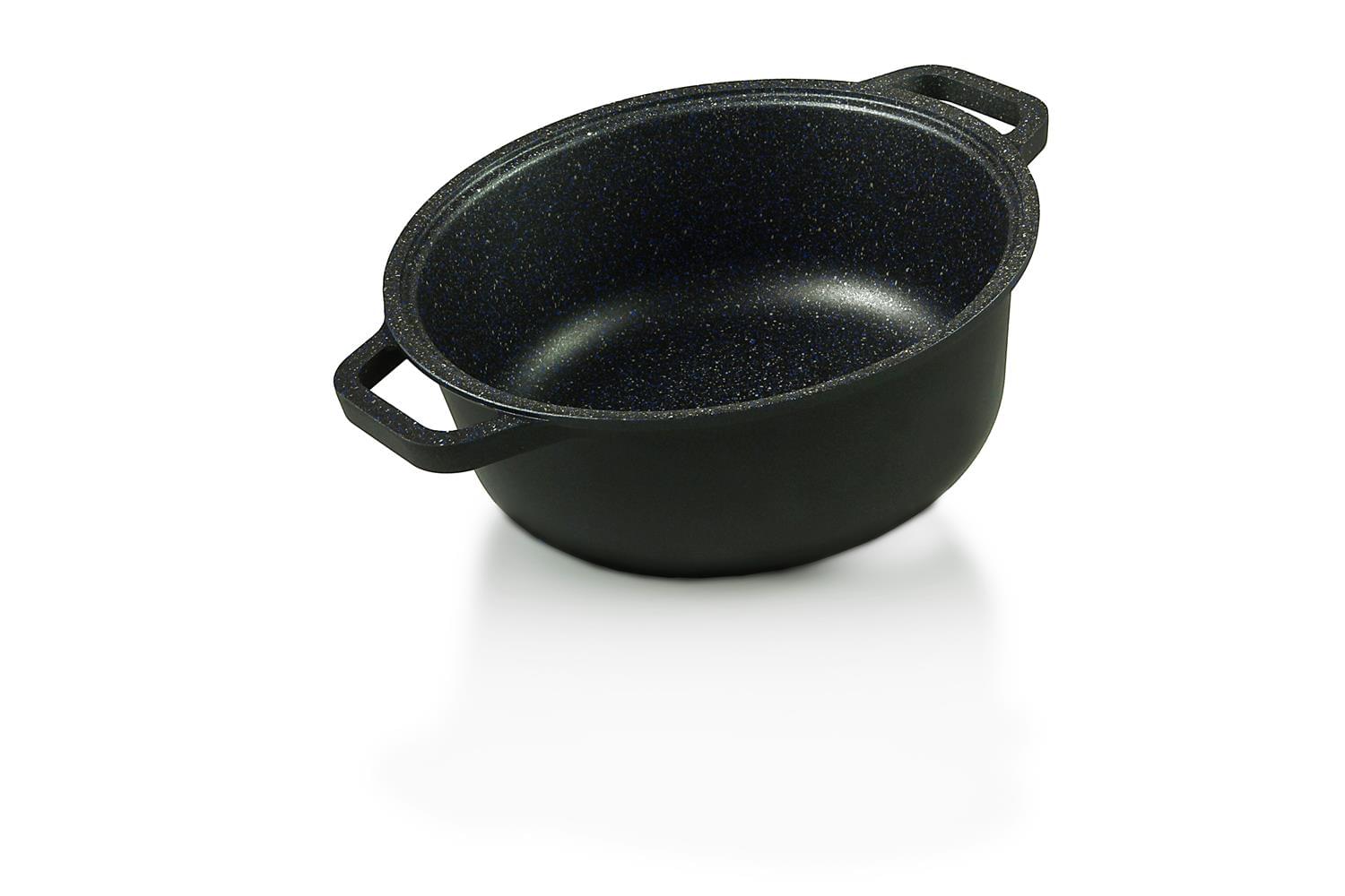 Black Plus saucepan in die-cast aluminum with two handles with pot holders, diam. 24cm