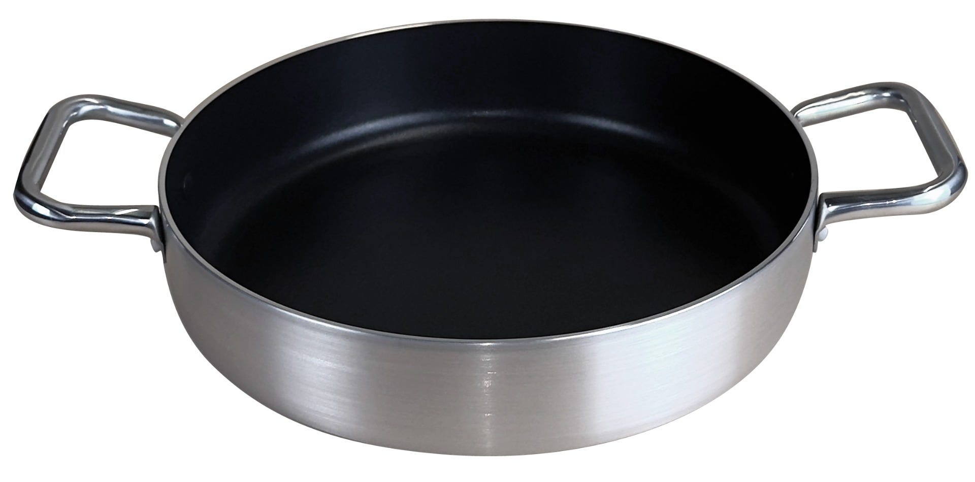 Tegame in alluminio antiaderente Basic per induzione con manico in acciaio inox, spessore 3 mm, diam. 28 cm