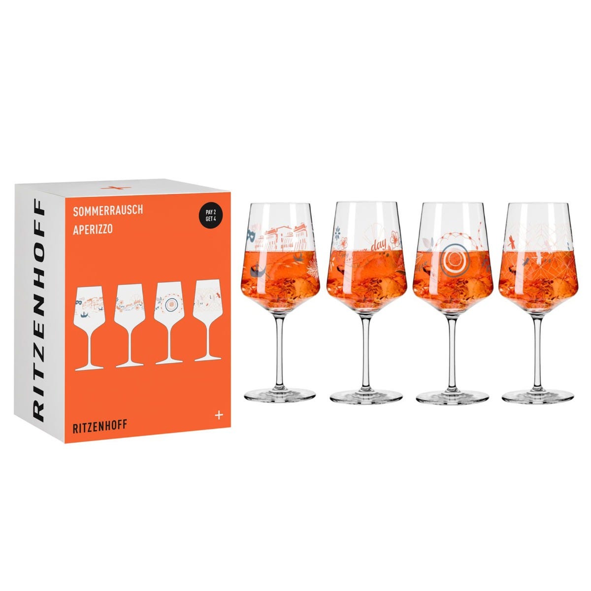 'Aperizzo' aperitif glasses, 54 cl, assorted pack of 4