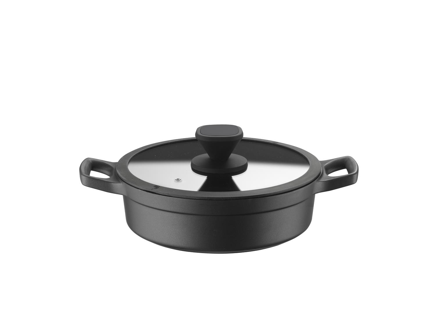 Low saucepan with glass lid for induction, Pro line, diam.28cm