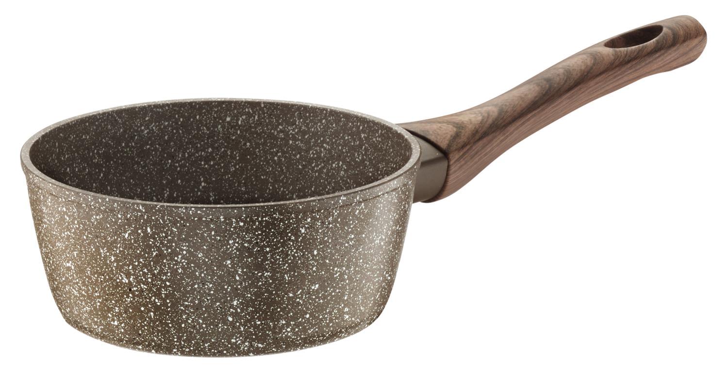 Stone effect non-stick aluminum casserole with one handle for induction, Chalet line, diam. 16cm