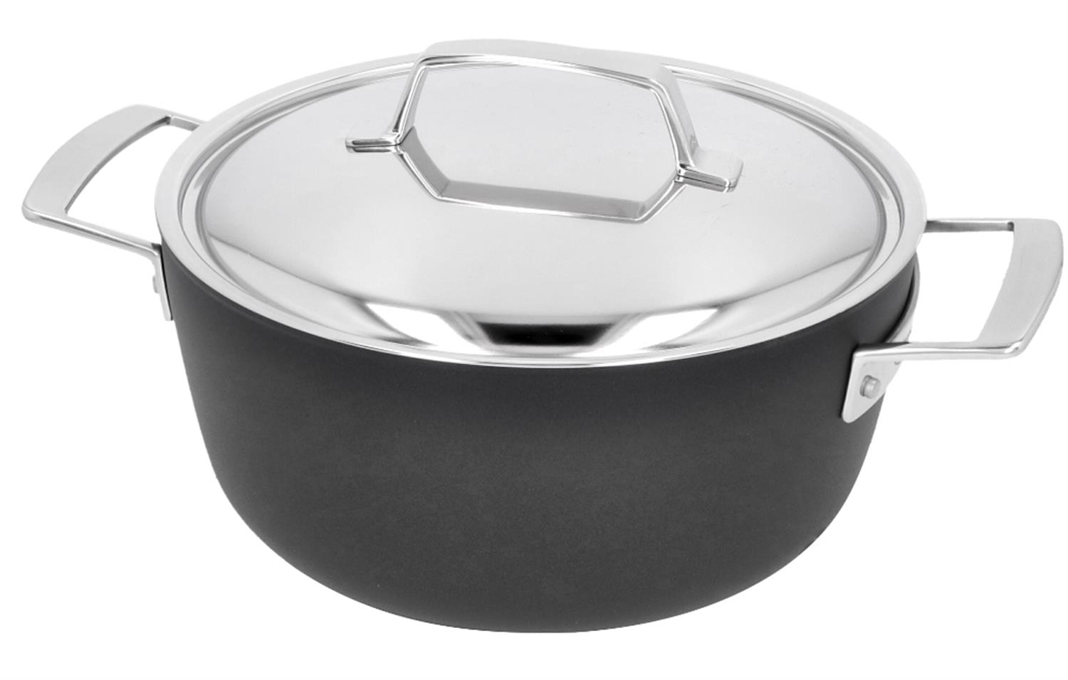 Saucepan with handles and lid in non-stick aluminum for induction, Alu Pro 5 line, diam. 24cm