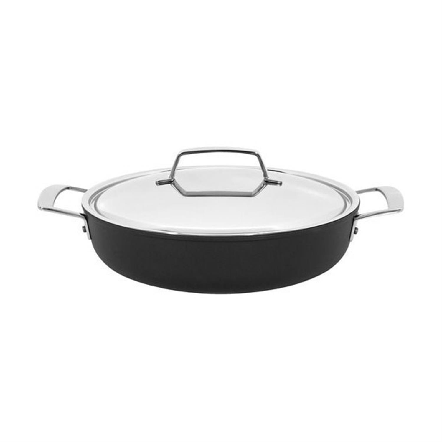 Pan with handles and lid in non-stick aluminum for induction, Alu Pro 5 line, diam. 28cm