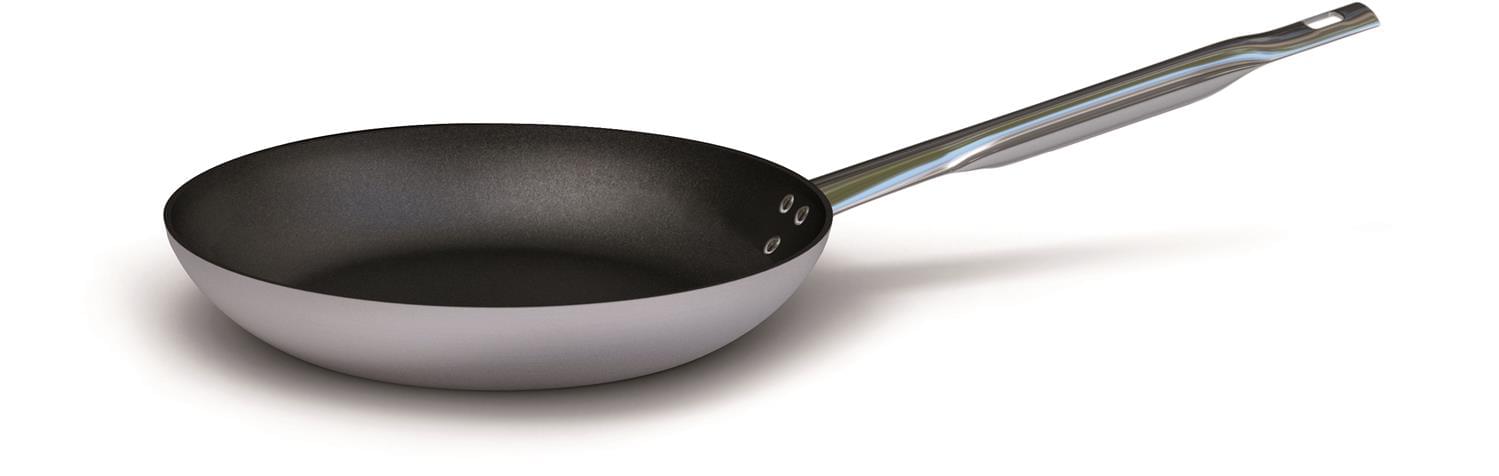 Padella svasata bassa in alluminio antiaderente per induzione con un manico, spessore 4 mm, diam. 24cm (2° SCELTA)