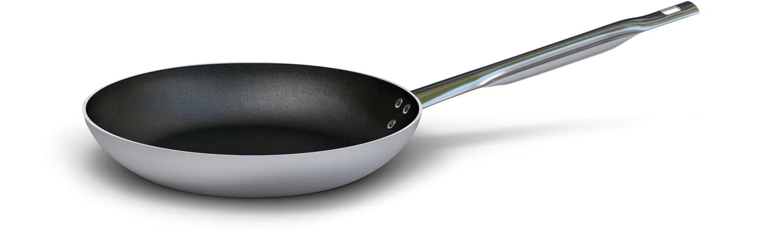 Padella svasata bassa in alluminio antiaderente per induzione con un manico, spessore 4 mm, diam. 32cm (2° SCELTA)
