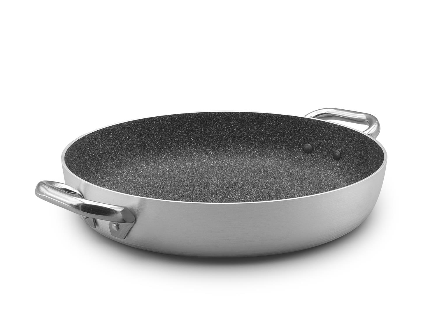 Shark Skin pan in 3mm non-stick aluminum, for induction, two handles, diam. 32cm
