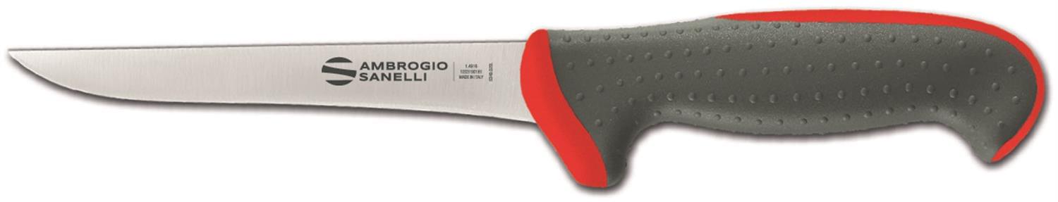 Narrow boning knife, 14 cm blade, red colour, Tecna line