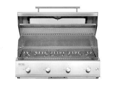 Barbecue a gas Fry Top 750 4 fuochi da incasso e appoggio Pianeta Grill, con griglie a tondino 