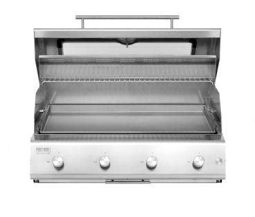 Barbecue a gas Fry Top 750 4 fuochi da incasso e appoggio Pianeta Grill, con piastra teppanyaki 