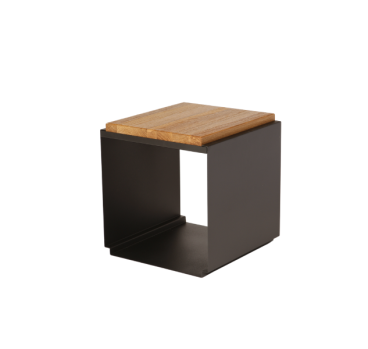 Sgabello nero con seduta in legno, Onfire