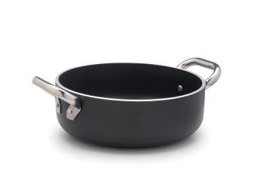 Casseruola Bassa AlBlack in alluminio antiaderente 5mm, per induzione, due maniglie , diam. 28cm