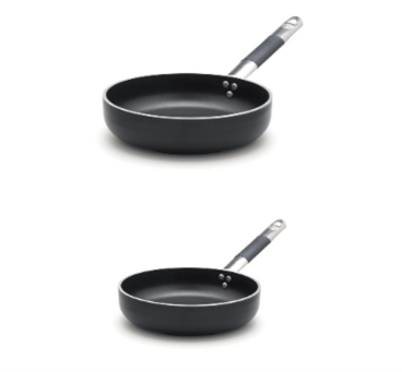 Bis of non-stick straight frying pans for induction with cool stainless steel handle, thickness 5 mm, diam. 20 and 24cm