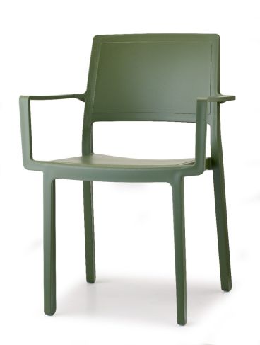 Set di Sedie da Esterno con braccioli modello Kate, 4 pezzi, colore Verde Oliva - SCAB