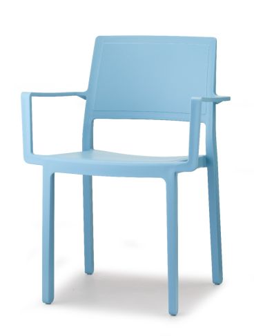 Set di Sedie da Esterno con braccioli modello Kate, 4 pezzi, colore Azzurro - SCAB