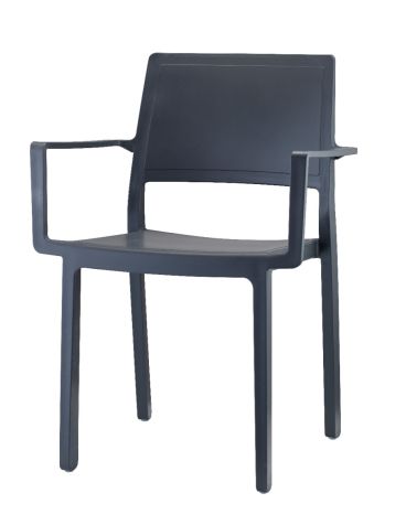 Set di Sedie da Esterno con braccioli modello Kate, 4 pezzi, colore Antracite - SCAB