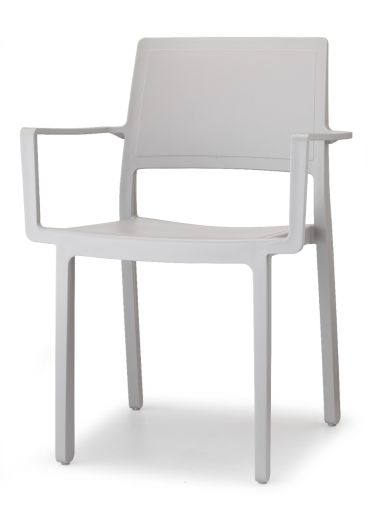 Set di Sedie da Esterno con braccioli modello Kate, 4 pezzi, colore Grigio Chiaro - SCAB