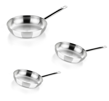 Pintinox Bra - Batteria di 3 padelle con un manico in acciaio inox per induzione modello Professional, diam. 20/24/26cm