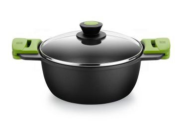 High saucepan in non-stick aluminum for induction with Prior glass lid, diam. 20cm