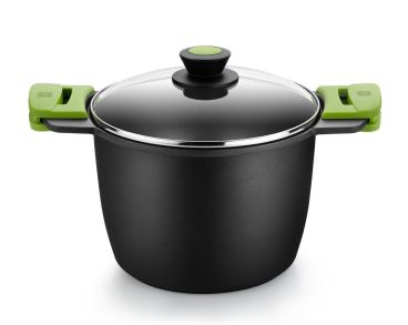 Non-stick aluminum pot for induction with glass lid, diam. 24cm