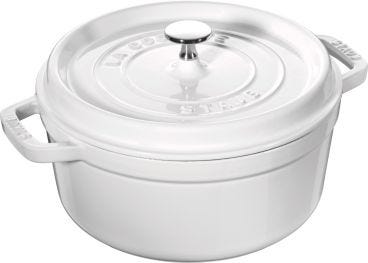 Casseruola tonda in ghisa per induzione Bianco con maniglie e coperchio, diam. 24cm (2° SCELTA)