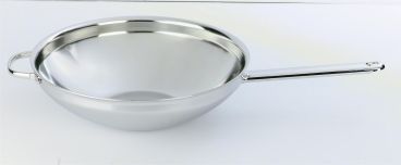 Wok con base piatta con manico in acciaio inox 7 strati per induzione, linea Specialties, diam. 32cm