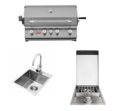 Kit Incasso per Cucina da esterno con Barbecue Metano Angus, fornello e lavabo Bull