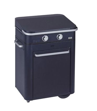 Combo Plancha a gas Enosign 65 blue navy con coperchio e carrello Enò