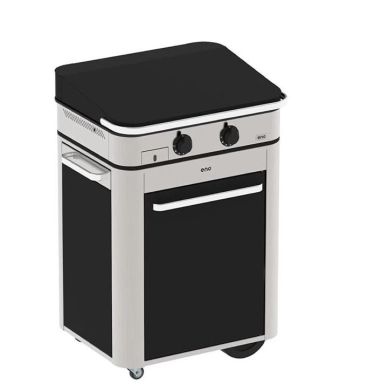 Combo Plancha a gas Enosign 65 nero e inox con coperchio e carrello Enò