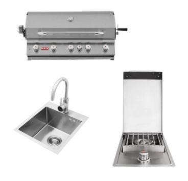 Kit Incasso per Cucina da esterno con Barbecue GPL Brahma, fornello e lavabo Bull