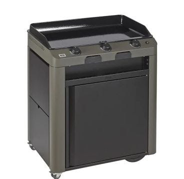 Combo Plancha a gas Fusion 75 grigio con carrello Enò