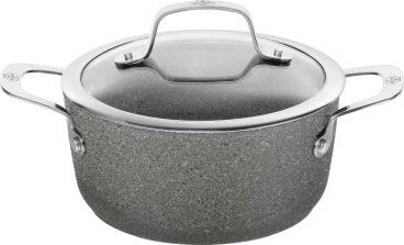 Casseruola alta in alluminio antiaderente per induzione con maniglie e coperchio linea Salina, diam. 20cm (FINE SERIE)