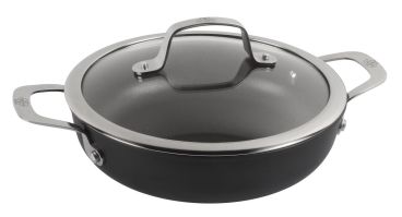 Tegame in alluminio antiaderente per induzione con maniglie e coperchio linea Alba, diam. 24cm (FINE SERIE)