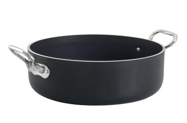 Casseruola Bassa AlBlack 1907 in alluminio antiaderente 5mm, due maniglie, diam. 28cm