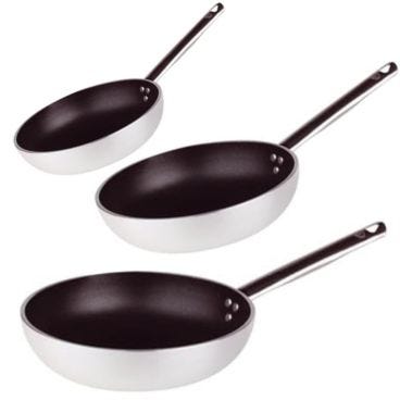 Batteria 3 Padelle Svasate Alte in alluminio antiaderente 5mm di Pentole Agnelli, diam. 20,24,28cm