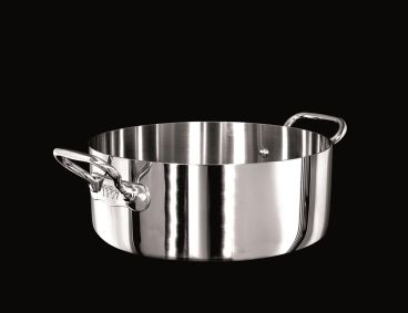Casseruola Bassa Alu-inox 1907 3ply lucido, per induzione con due maniglie, diam. 28cm