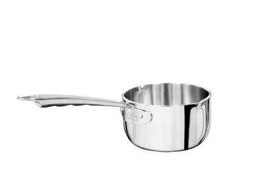 Casseruola Alta Alu-inox 5-PLy lucido, per induzione con un manico e due beccucci, diam. 14cm