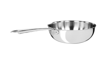 Wok a mantecare in Alu-inox 1907 3ply lucido, per induzione con manico tubolare, diam. 24cm