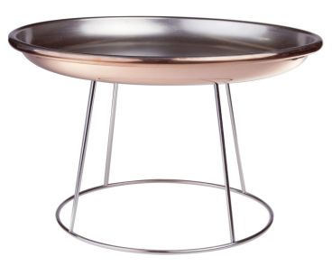 Seafood service kit with copper tray and steel support, diam. 36cm