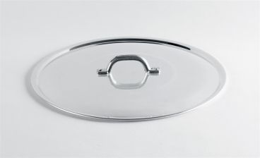 Heavy type flat glossy lid with rim and bridge, diam.18cm