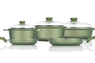Batteria in alluminio antiaderente Dr Green di Risolì, 5 pezzi