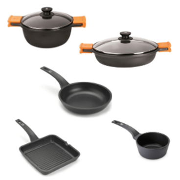 Induction coil in non-stick aluminum, Efficient line by Pintinox Bra, 7 pieces