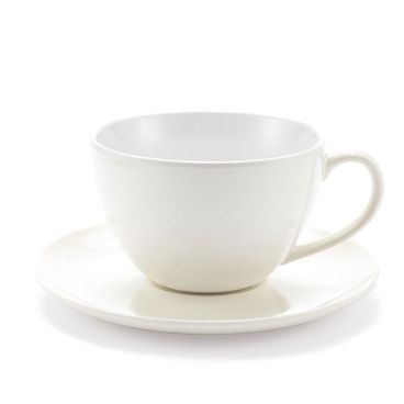 Tazze con piattino in melamina, Linea Jumbo Mug, bianca, dim. 12,5x8cm - 6 pezzi