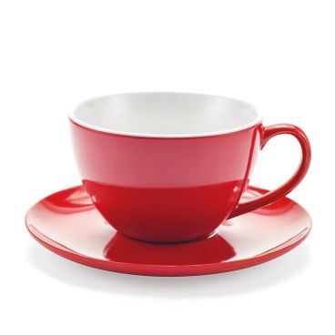 Tazze con piattino in melamina, Linea Jumbo Mug, rossa, dim. 12,5x8cm - 6 pezzi