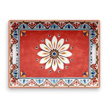 Vassoio rettangolare con maniglie in melamina, Linea Madrid, dim. 50x37cm