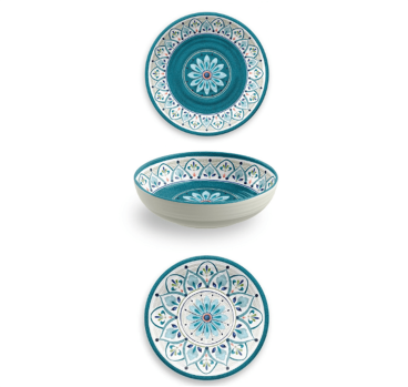 Melamine plate set, Rabat line, 18 pieces