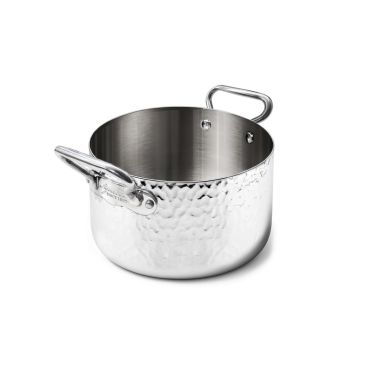 Casseruola Alta in Alu-Inox 1907 3ply martellato, per induzione, con due maniglie, diam. 16cm