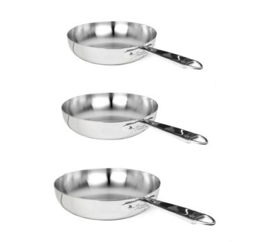 Set padelle svasate alte di Pentole Agnelli, Alu-inox 1907 3ply - 3 pezzi, diam. 24/28/32