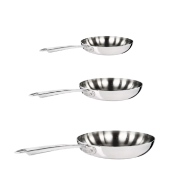 Set padelle Alu-inox 1907 5ply lucido, per induzione di Pentole Agnelli - 3 pezzi, diam. 24/28/32