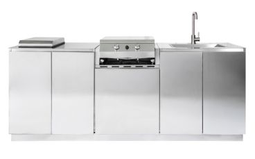 Cucina da esterno Flaminia Roma 220 in Acciaio Inox, con barbecue elettrico, fornello e lavello - Flaminia Outdoor